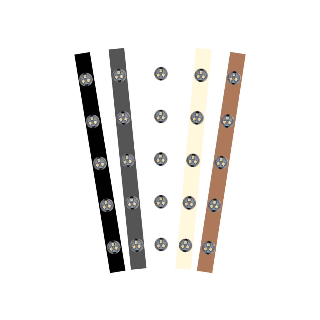 Hey-O track in black, gray, white, ivory and brown